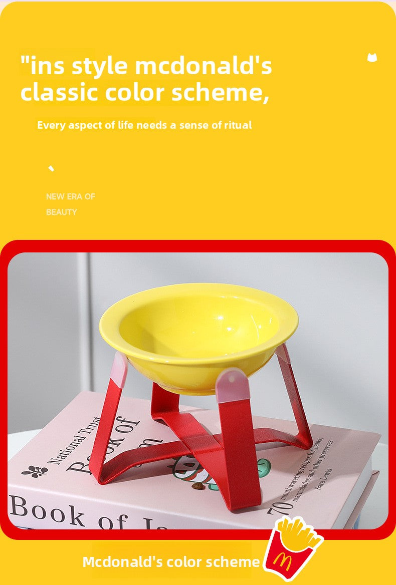 Premium Ceramic Cat Food Bowl Flying Saucer Shape Ergonomic Neck Support Dish for Healthy Eating Anti Choke and Digestive Aid Pet Supplies