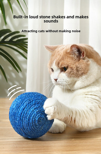 Self-entertaining Pet Toy Sound Bell Ball Jute Ball 8cm Cat Teaser