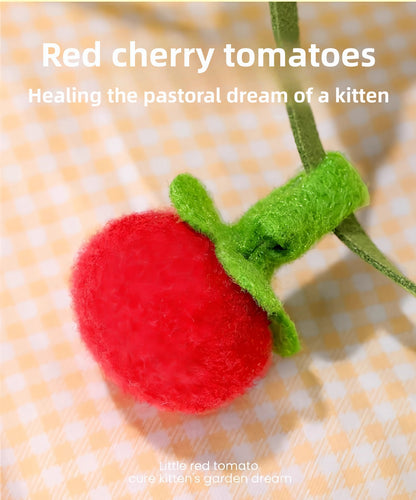 Tomato Shaped Teaser Stick Persimmon String Cat Toy Self Entertainment Boredom Buster with Bell