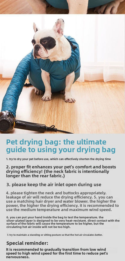 Large Dog Bathing Quick Dry Hair Dryer Box Pet Drying Bag for Cats and Dogs Fast Drying Portable Pet Dryer