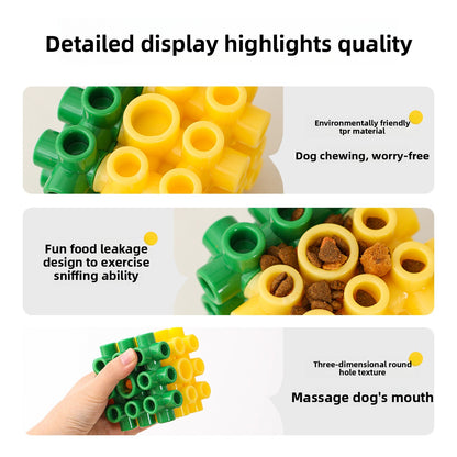 Interactive Dog Toy Treat Dispensing Ball for Teeth Cleaning Training Cube Food Puzzle Boredom Reliever Durable Chew Toy for Dogs