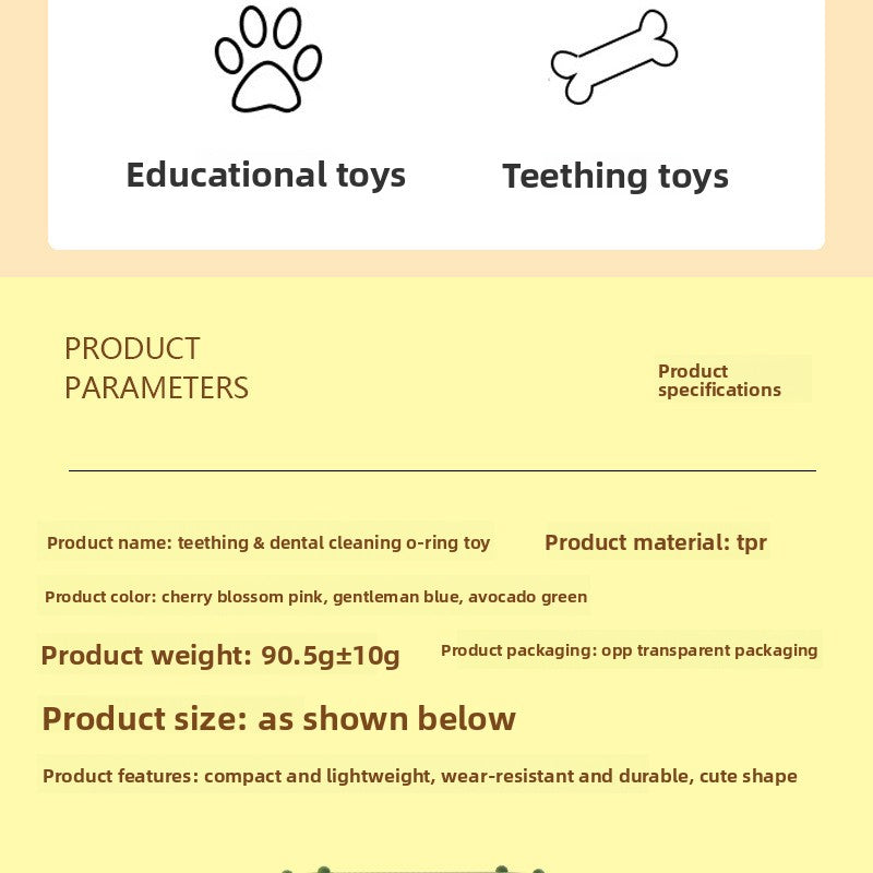 TPR Teething Chew Toy for Dogs and Cats Interactive Dental Cleaning O-Ring Soothing Puppy Kitten Pet Supplies