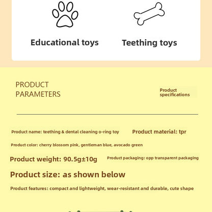 TPR Teething Chew Toy for Dogs and Cats Interactive Dental Cleaning O-Ring Soothing Puppy Kitten Pet Supplies