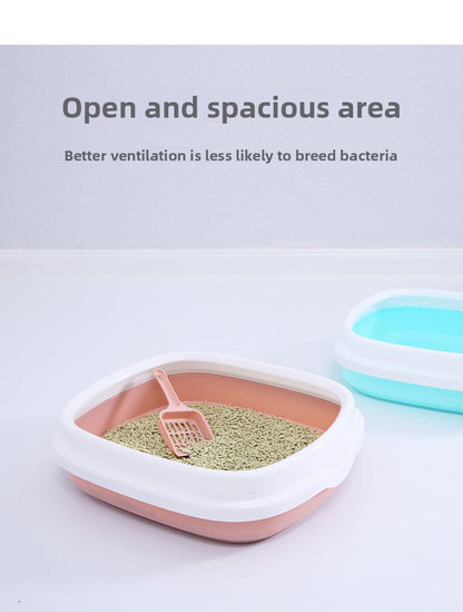 Pet Supplies Semi-Enclosed Cat Litter Box Durable Cat Litter Box with Cat Litter Scoop Cat Toilet
