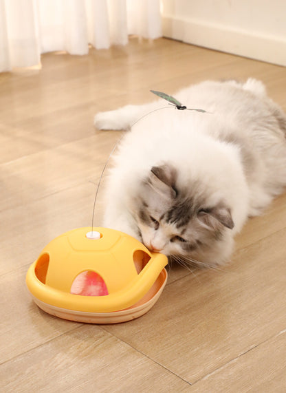 Energy-Consuming Cat Toy Meow Heart Treasure Box with Electric Rotating Turtle