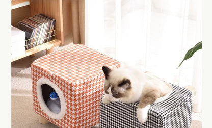 Solid Wood Cat Nest Stool Storage for People and Cats Sharing Cat Supplies Little Kitten House House Four Seasons Warm Cat and Dog Tent