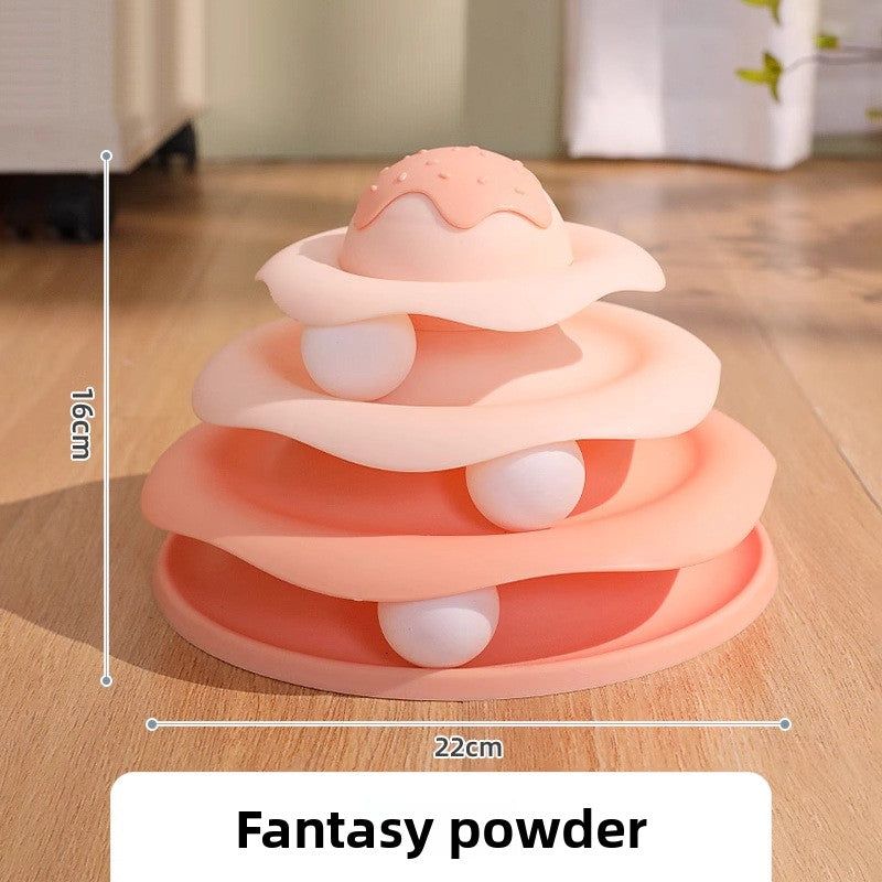 Three Layer Ice Cream Track Cat Play Board for Kitten Self Entertainment Boredom Busting Toy