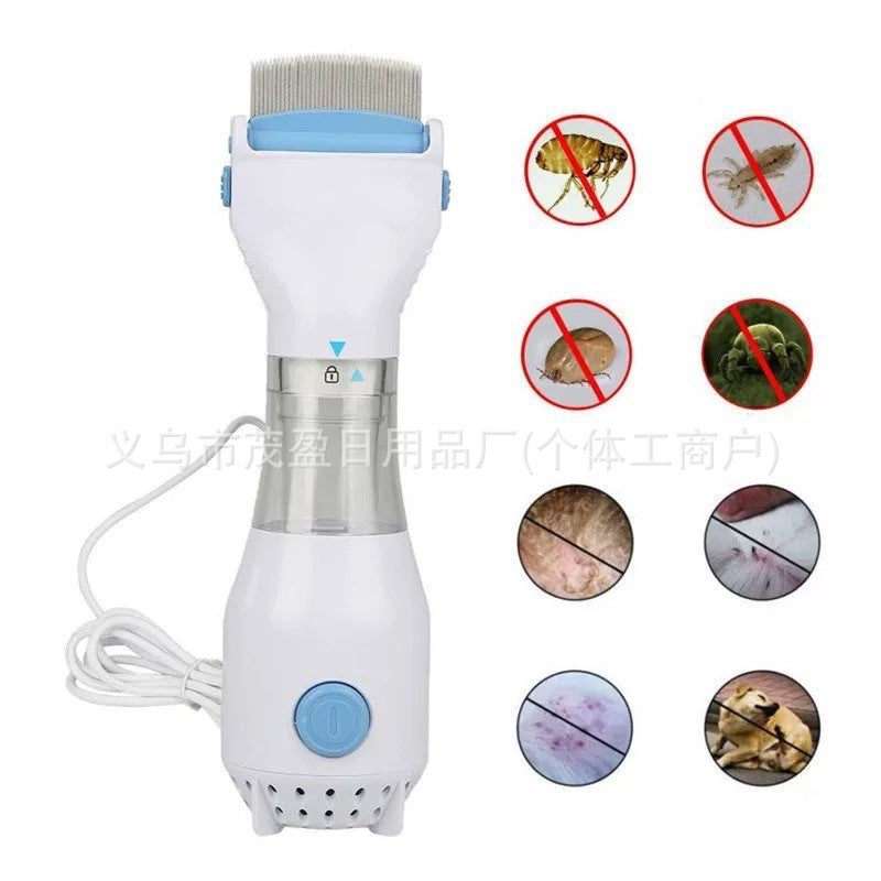 Electric Pet Lice Cleaner for Dogs Cats Rechargeable Flea Comb with UV Light and Suction Tick Removal Tool Gentle Grooming Brush