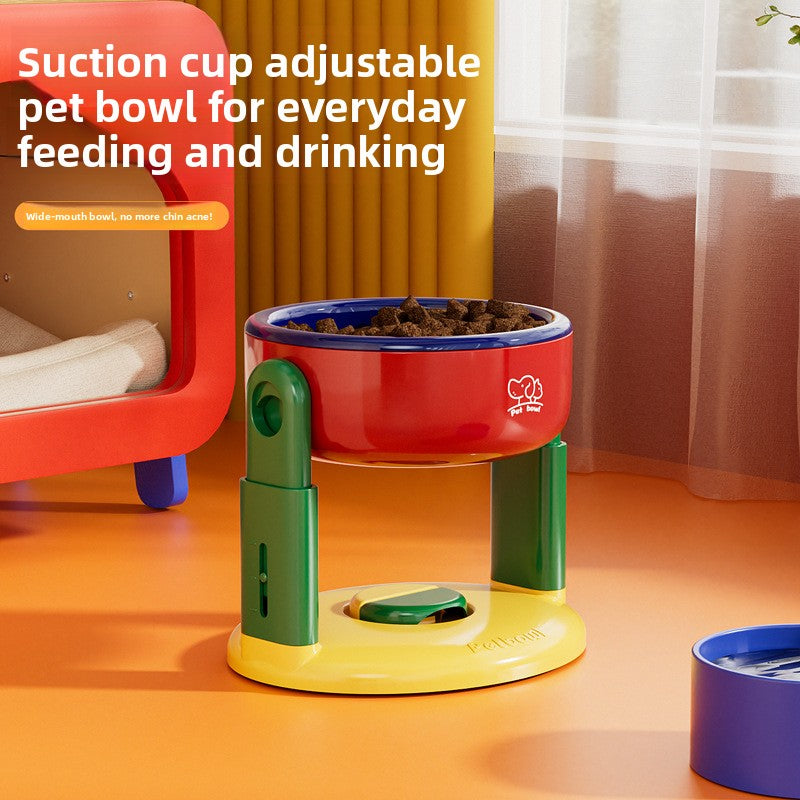 Adjustable Height Dog Food Bowl Elevated Anti Spill Pet Bowl Slanted Stand Feeder for Neck Health Large Medium Small Dogs Cats