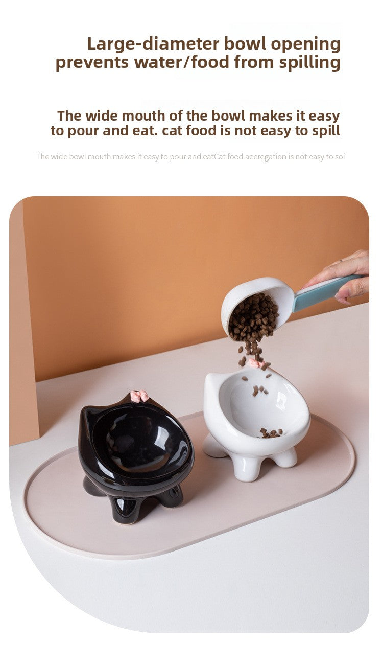 Cute Cat Bowl Ceramic Elevated Cat Food and Water Bowl Set with Non Slip Base Slow Feeder Design for Cats and Small Dogs Pet Supplies