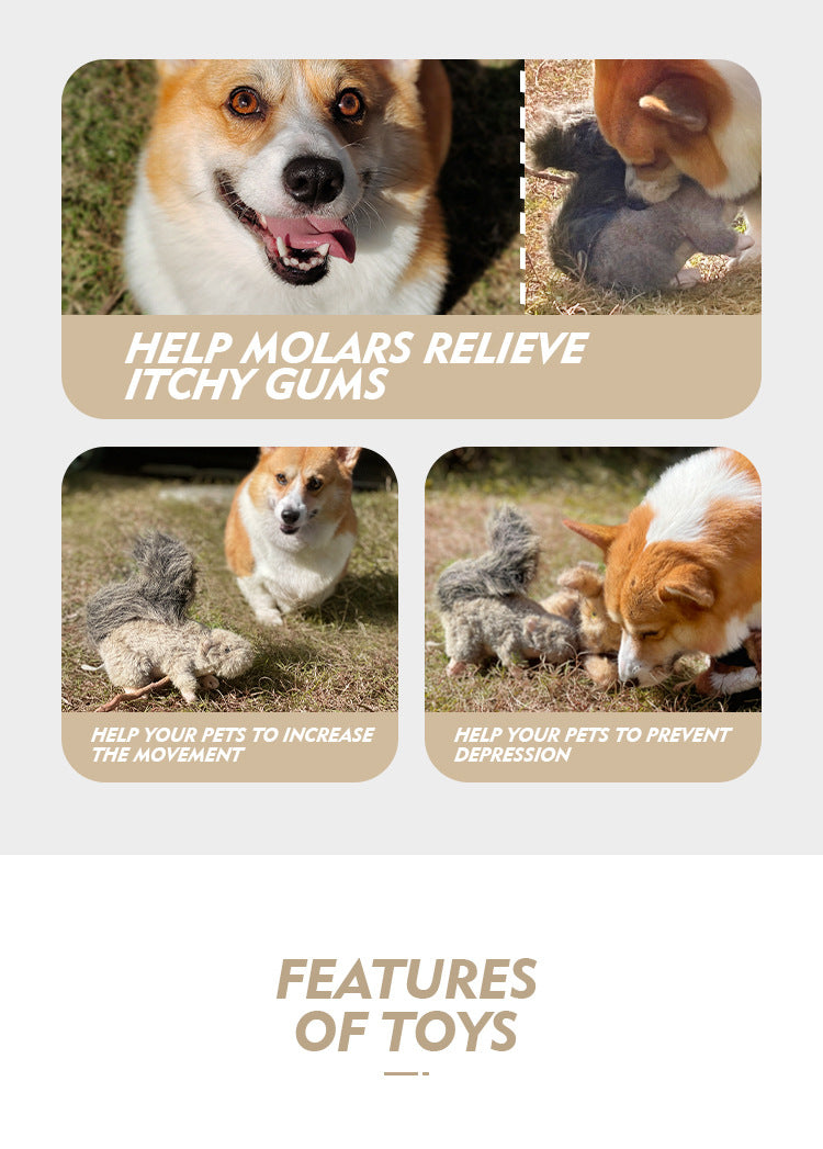 New Wear-Resistant Plush Sound Dog Toys Simulation Squirrel Pet Supplies