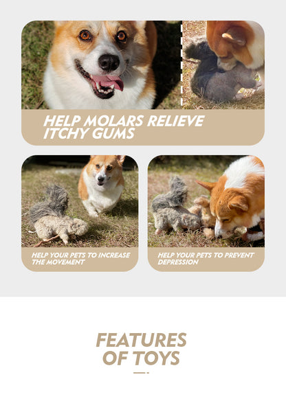 New Wear-Resistant Plush Sound Dog Toys Simulation Squirrel Pet Supplies