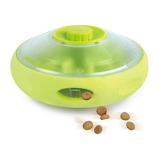 UFO Shaped Pet Interactive Snack Dispenser Dog Slow Feeder Training Toy