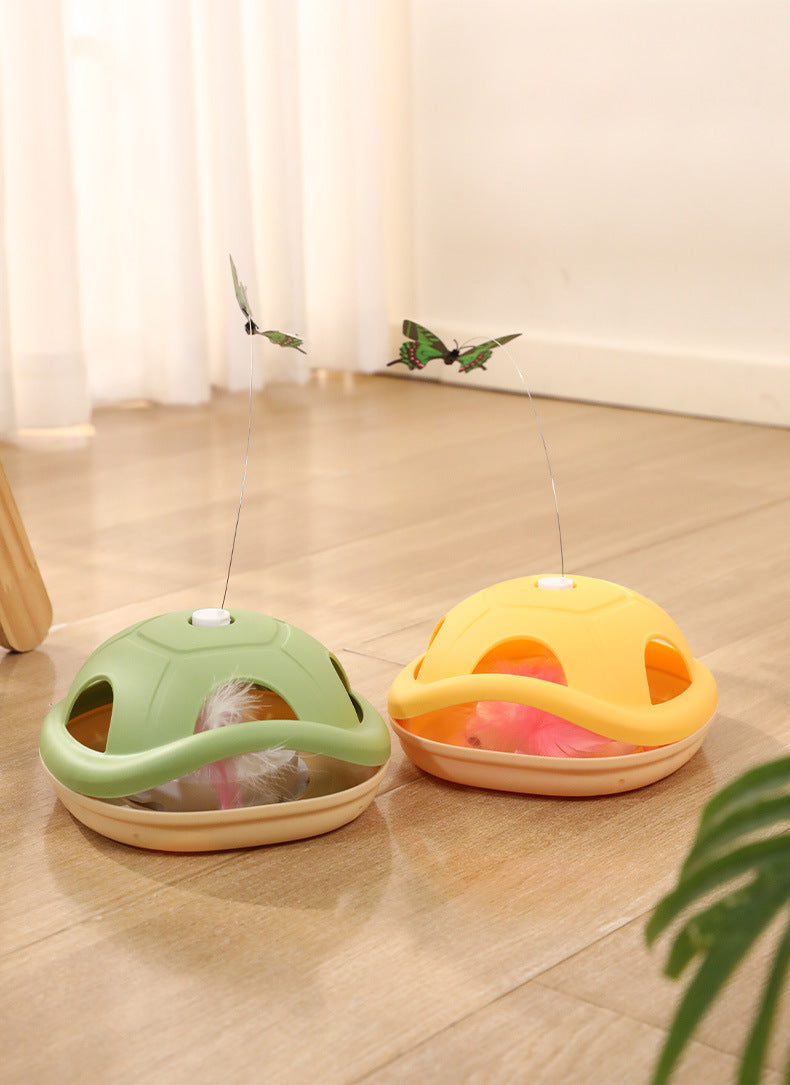Energy-Consuming Cat Toy Meow Heart Treasure Box with Electric Rotating Turtle