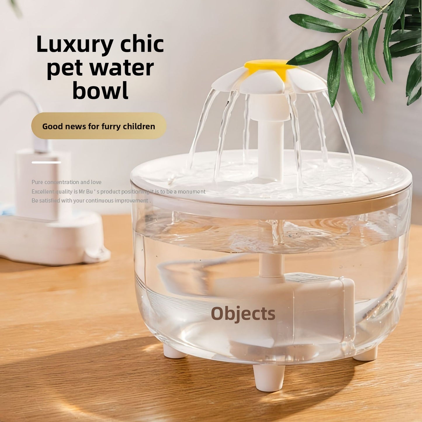 Cat Water Fountain 2L Automatic Circulating Flower Design with LED Light and Filter for Healthy Hydration