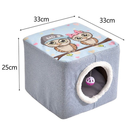 Solid Wood Cat Nest Stool Storage for People and Cats Sharing Cat Supplies Little Kitten House House Four Seasons Warm Cat and Dog Tent