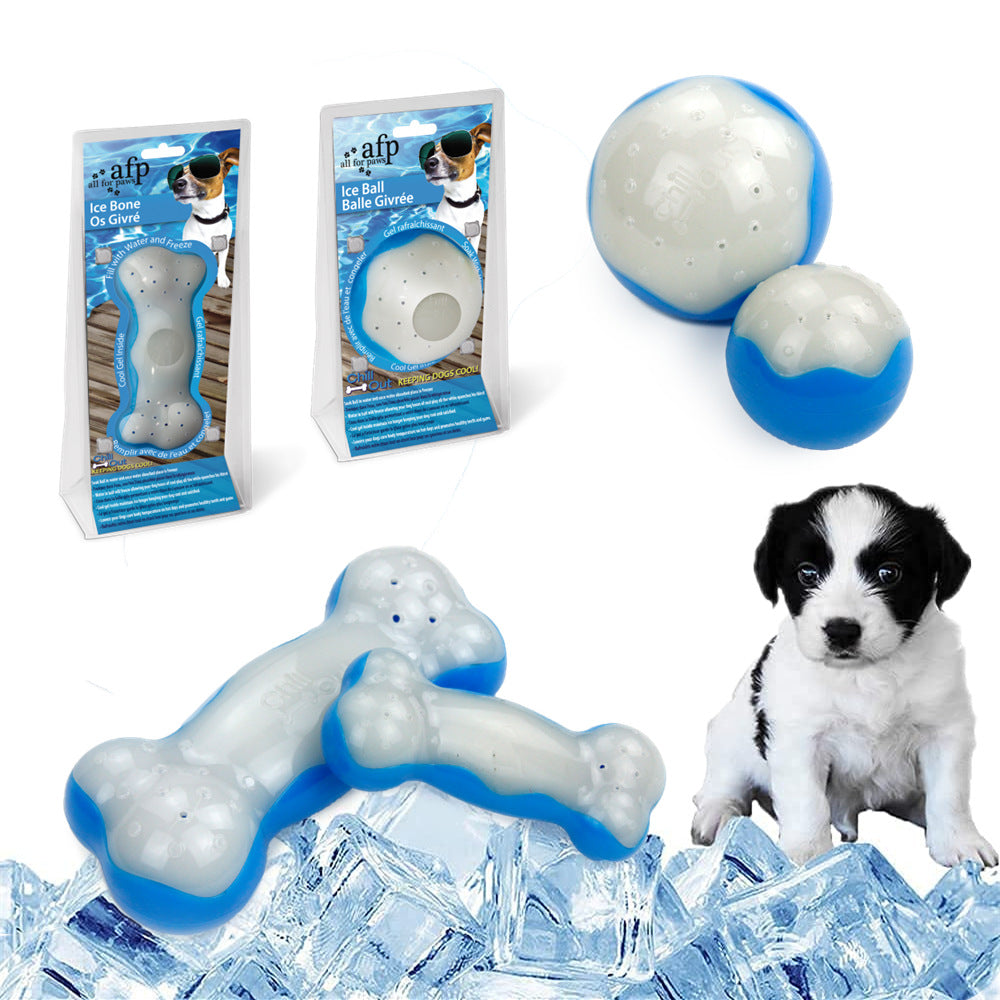 Dog Summer Refreshing Ice Ball Bone Soft Gel Chew Toy