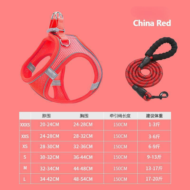 New Pet Vest-Style Pet Harness Reflective Breathable Cat Dog Leash Walking Leash Dropshipping