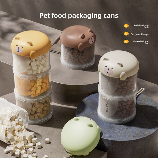 Portable Cat Snack Sealed Box Universal Pet Food Storage Moisture Proof Dispensing Canister
