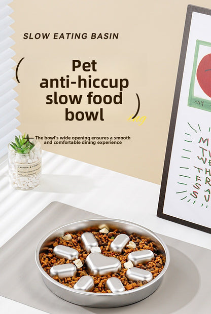 304 Stainless Steel Slow Feeder Heart Bowl for Cats and Dogs