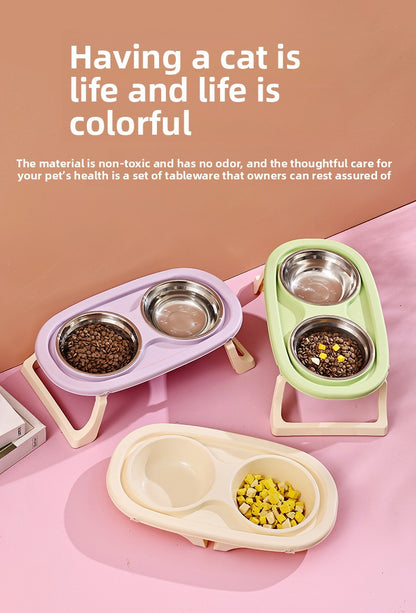 High Legged Foldable Dog Bowl Large Capacity Anti-Tip Slow Feeder Bowl Waterproof Pet Bowl for Dogs Cats Outdoor Indoor Use Easy Carry Travel Bowl