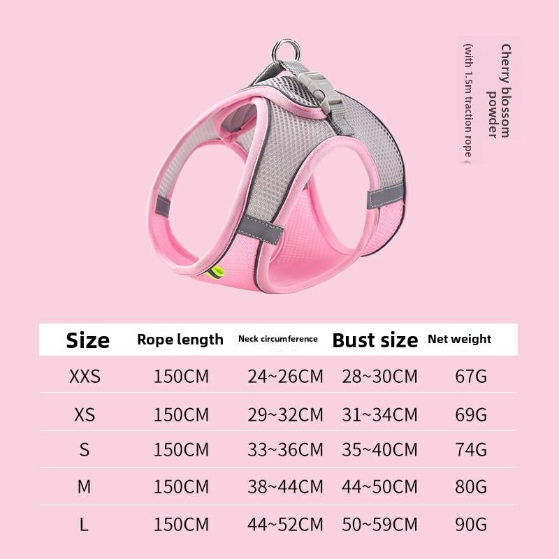 Cat Leash Cat Harness Cat Chest Harness Cat Walking Leash Vest Style Pet Chest Harness P-String Reflective Cute Cat