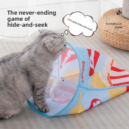 Drill Bag Cat Toy Combo Self Fun Foldable Tunnel Chew Ball Teasing Wand