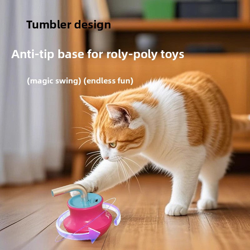 Interactive Cat Toys Laser Pointer Automatic Rotating Wand with Feather Teaser for Kittens Indoor Entertainment Exercise and Energy Consumption