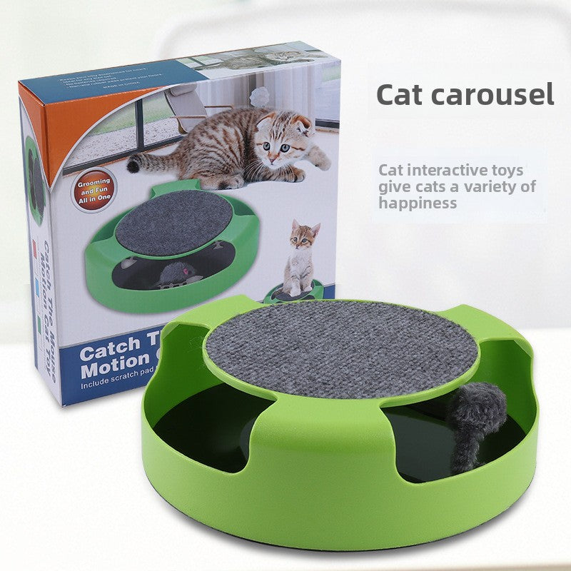 Cat Turntable Puzzle Play Plate Featuring Shadowless Mouse Toy