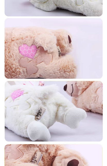 Durable Pet Comfort Pillow Puppy Shape with Simulated Heartbeat Warm Plush Sound Toy