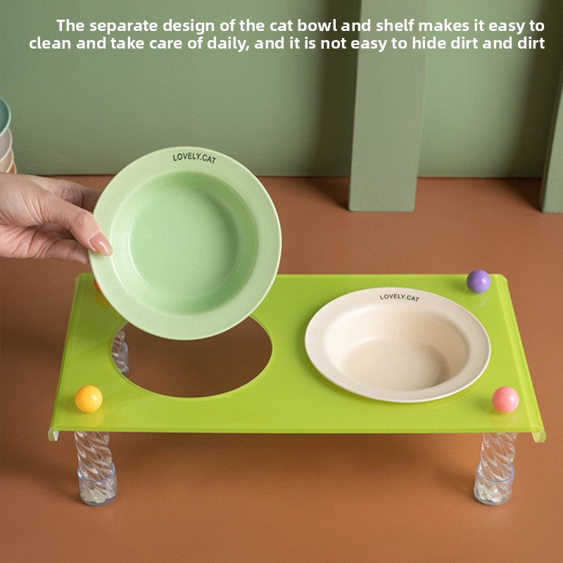 Elevated Dog Bowl with Neck Protection Macaron Series Acrylic Stand Ceramic Cat Food Bowl Non Slip Pet Feeder for Small Medium Dogs Cats