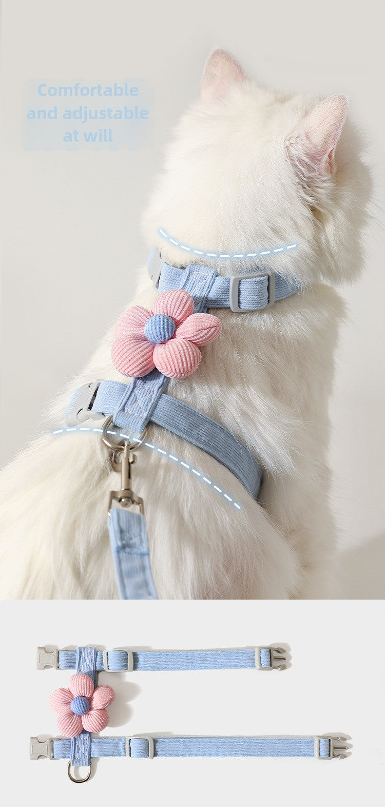 Pet Flower Cat Leash Harness for Walking Dogs