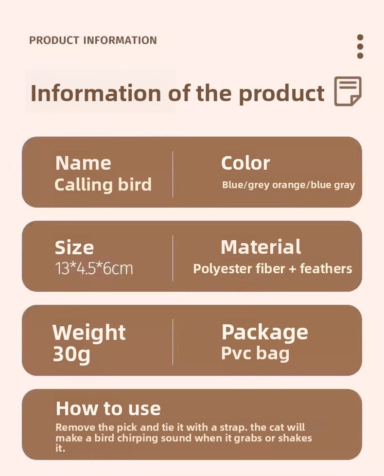 Simulation Bird Sound Cat Toy SelfEntertainment Teaser Wand for EnergyBurning Kitten