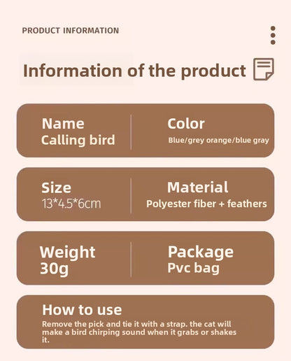 Simulation Bird Sound Cat Toy SelfEntertainment Teaser Wand for EnergyBurning Kitten