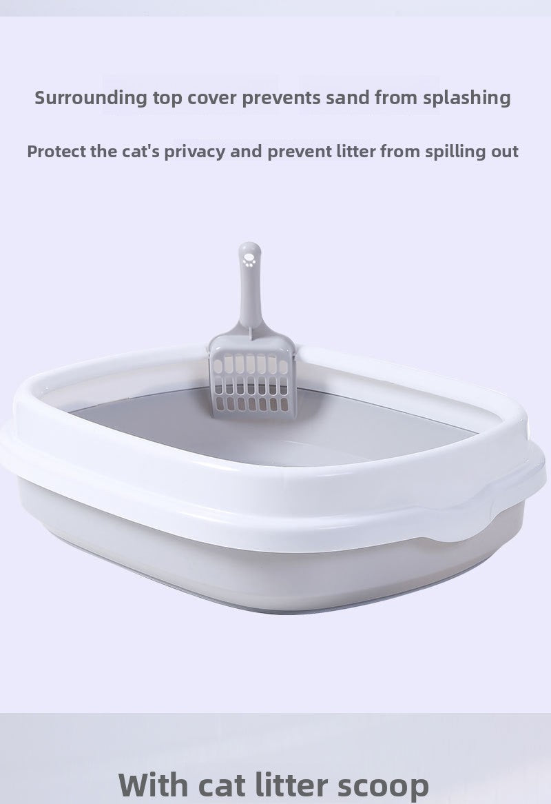 Pet Supplies Semi-Enclosed Cat Litter Box Durable Cat Litter Box with Cat Litter Scoop Cat Toilet