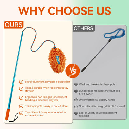 Long Rod Telescopic Dog Toy American Football Shape Chew Rope for Exercise