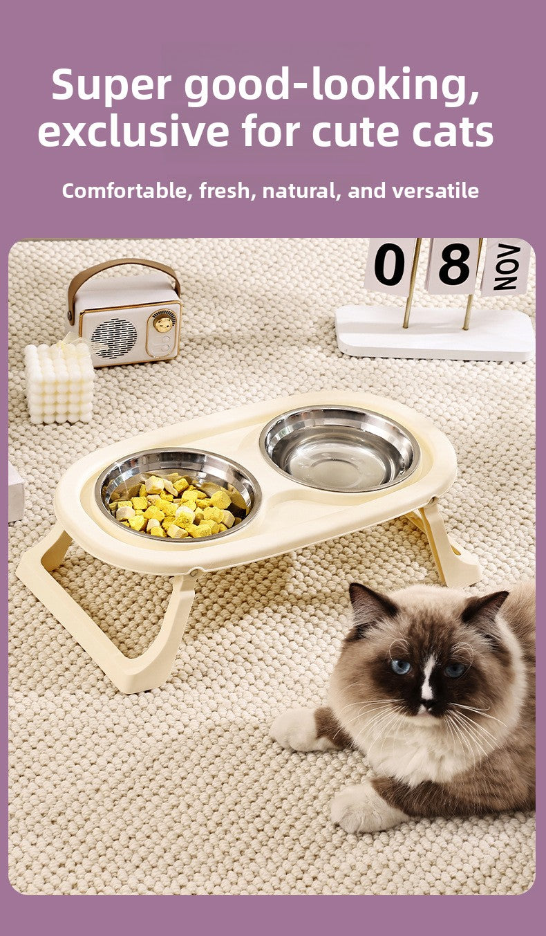 High Legged Foldable Dog Bowl Large Capacity Anti-Tip Slow Feeder Bowl Waterproof Pet Bowl for Dogs Cats Outdoor Indoor Use Easy Carry Travel Bowl