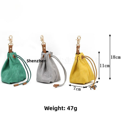 Portable Pet Dog Snack Bag Outdoor Drawstring Canvas Dog Food Bag Dog Supplies