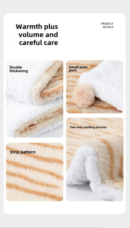 Pet Thickened Fleece Winter Tiger Stripe Zebra Print Pet Blanket Dog Cat Bed