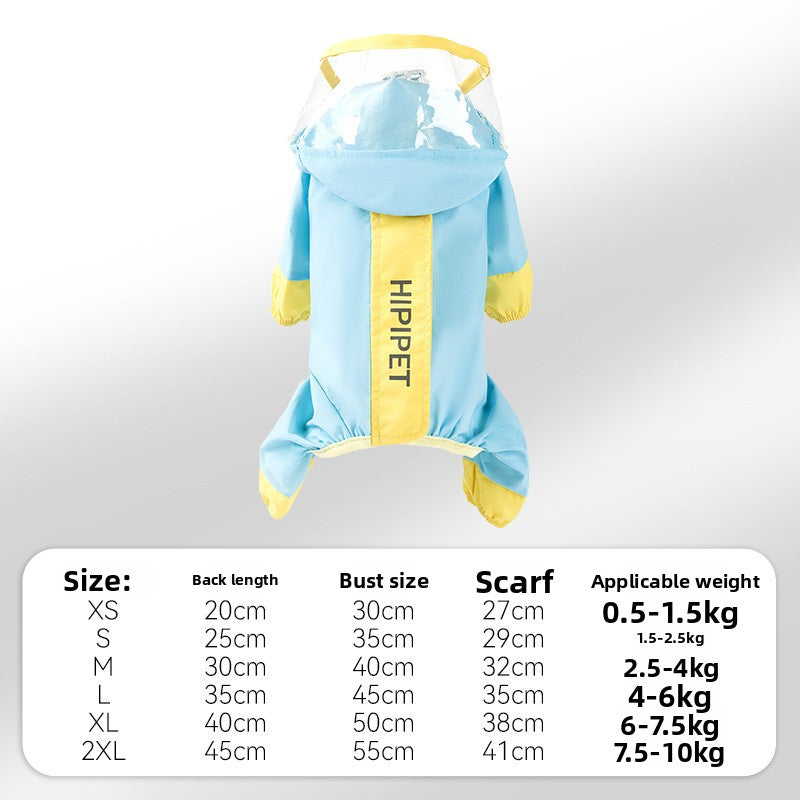 Waterproof Pet Raincoat Full Coverage Four Legged Design for Small and Medium Dogs Summer Outdoor Adventure Cartoon Teddy Dog Clothes