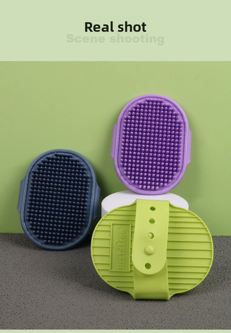 Adjustable Pet Bath Brush Dog Massage Grooming Tool for Wet and Dry Hair Removal Cat Deshedding Brush with Comfort Handle for Bathing Time