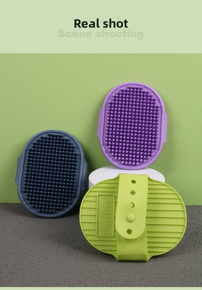 Adjustable Pet Bath Brush Dog Massage Grooming Tool for Wet and Dry Hair Removal Cat Deshedding Brush with Comfort Handle for Bathing Time