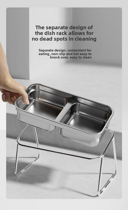 Stainless Steel Double Cat Bowl Anti Tip Pet Food and Water Dish Non Slip Elevated Dog Bowls for Feeding and Drinking