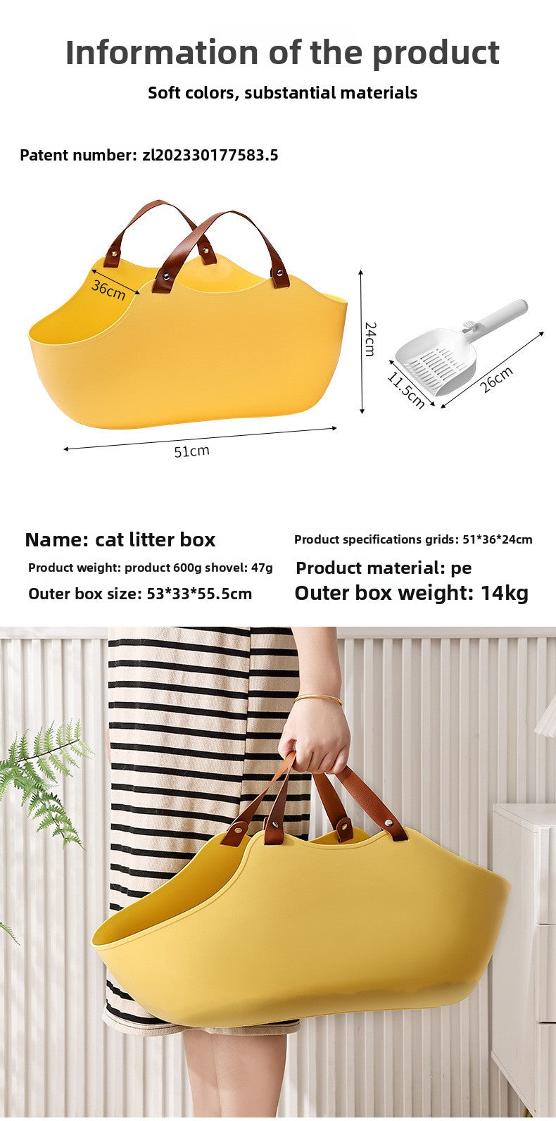 Creative Portable Open Design Large Cat Litter Box Cat Toilet Essential Supplies