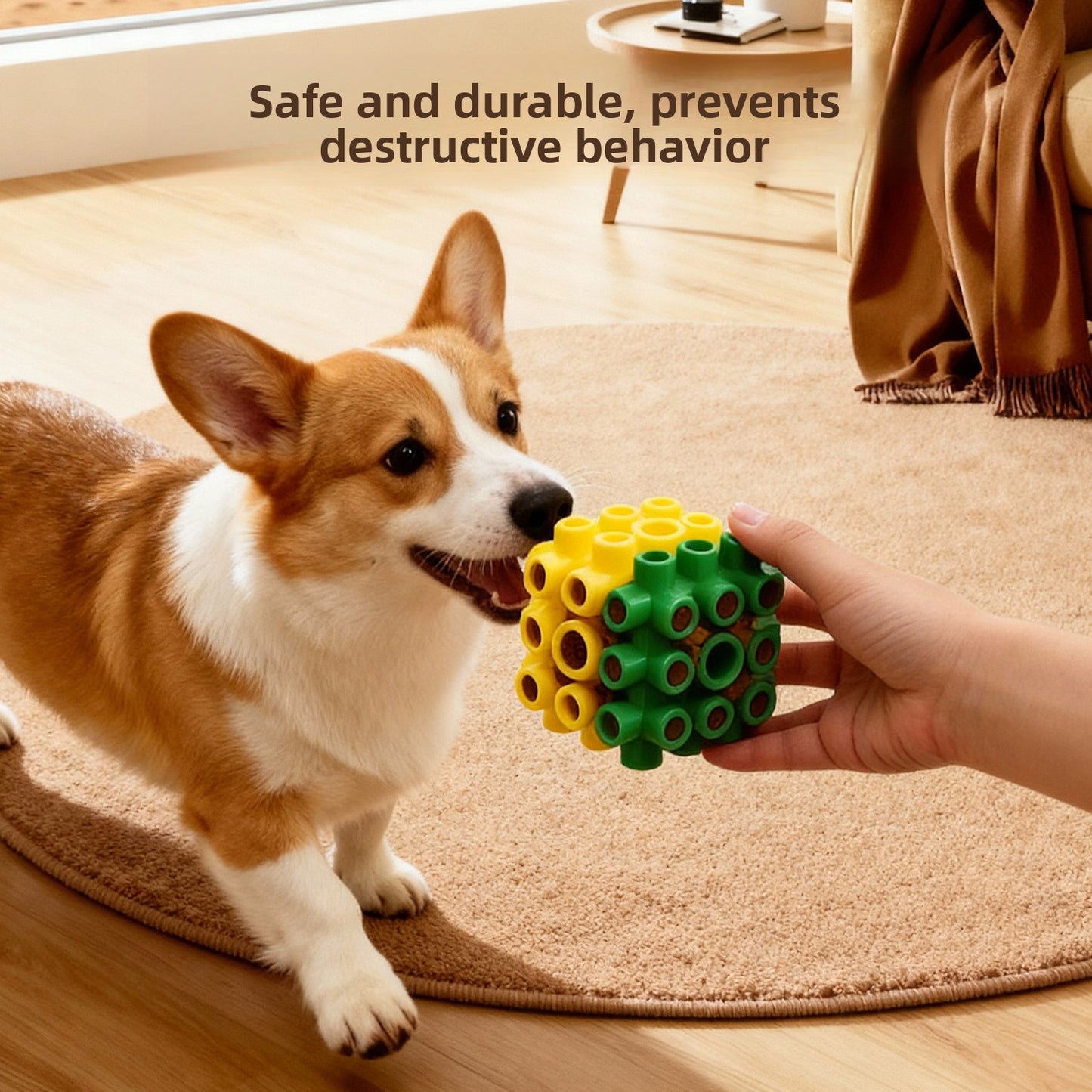 Interactive Dog Toy Treat Dispensing Ball for Teeth Cleaning Training Cube Food Puzzle Boredom Reliever Durable Chew Toy for Dogs