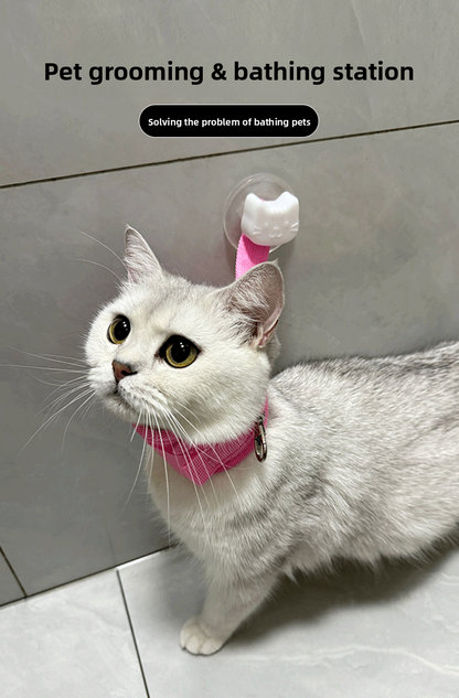Professional Cat Bathing Restraint System Adjustable Grooming Strap with Strong Suction Cups Anti Movement Safe Cleaning Tool for Cats and Small Dogs