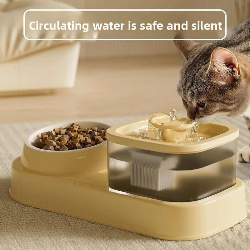 Anti Tip Electric Water Dispenser Cat Bowl with Large Capacity Integrated Circulating Food Water Fountain
