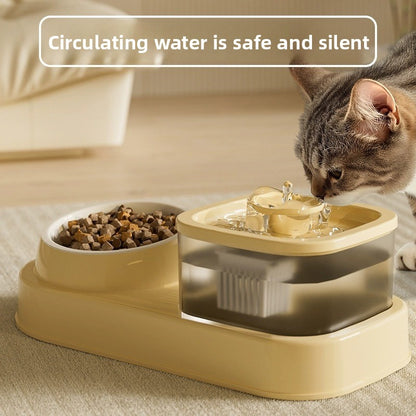 Anti Tip Electric Water Dispenser Cat Bowl with Large Capacity Integrated Circulating Food Water Fountain