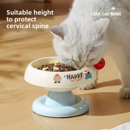 Pet Stainless Steel Cat Bowl Non-Slip Dopamine Color High-Leg Design Anti-Black Chin Cat Food Bowl Neck Protection