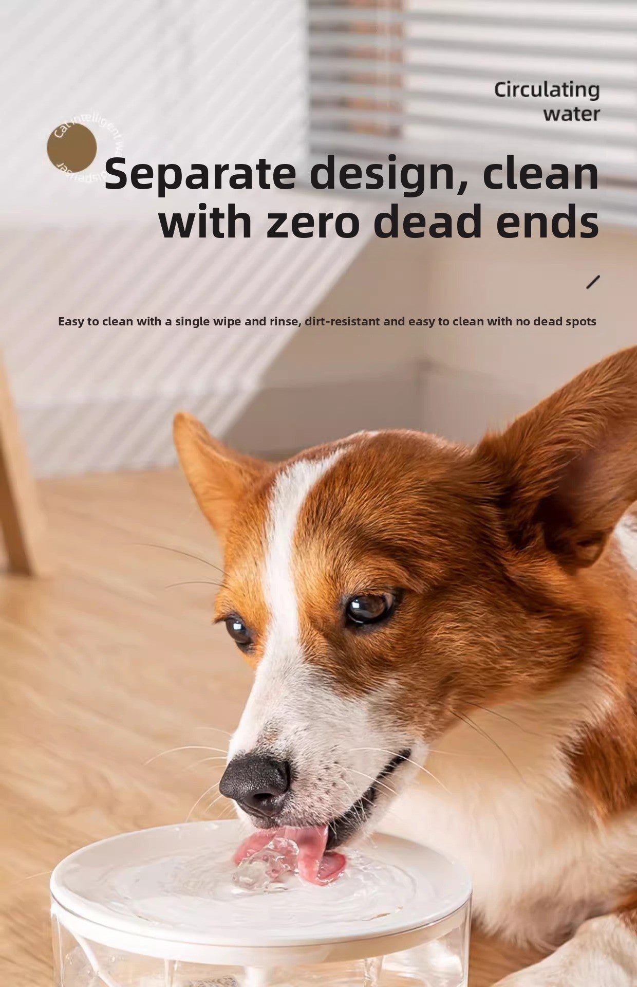 Silent Automatic Cat Water Dispenser Large Capacity Pet Fountain Anti Black Chin Bowl